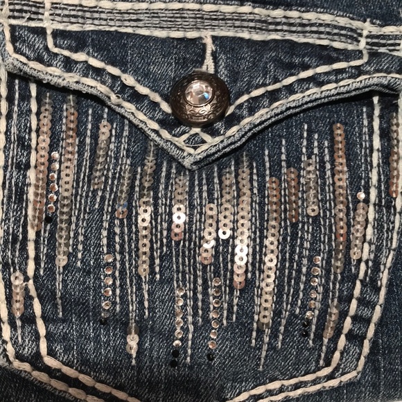 Maurices bling jeans capris 7/8 reg crops sequins - Picture 12 of 12